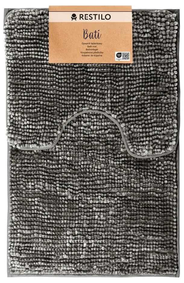 Set di tappetini per il bagno grigio scuro 2 pz per WC 80x50 cm Bati – Restilo