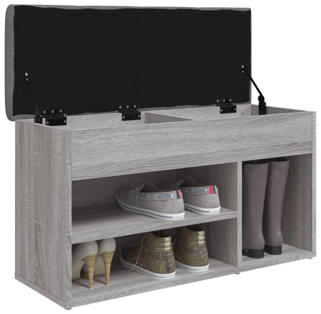 Panca porta scarpe grigio sonoma 82x32x45,5cm legno multistrato