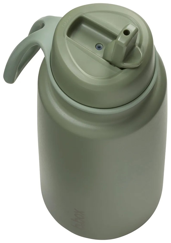 Bottiglia termica in acciaio inox con cannuccia 1l - olive