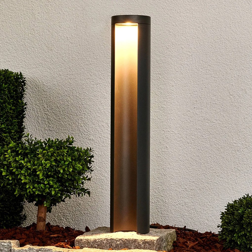 Lampioncino da giardino JARON Lucande, Alluminio / Grigio / Zincato, Alluminio, Moderno, Lampada LED da esterni