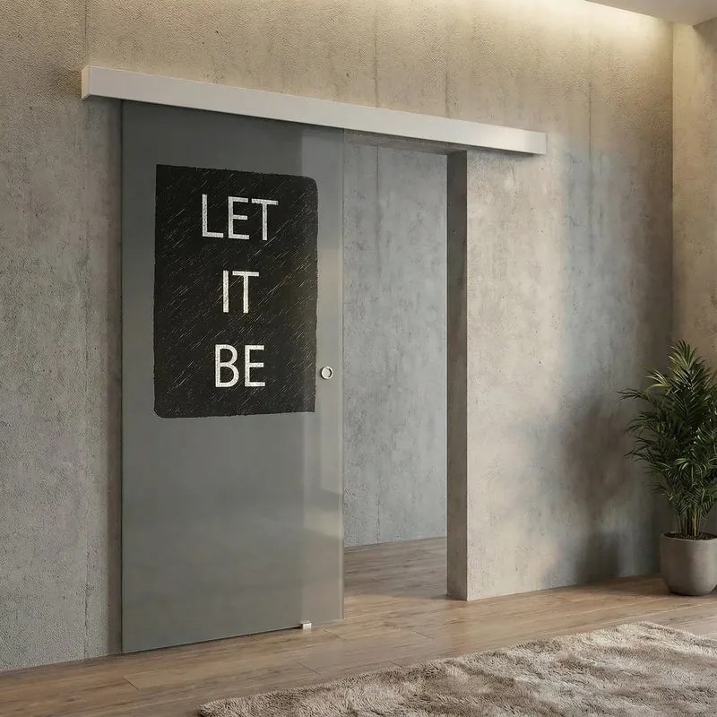 Porta scorrevole sinistra Let It Be in vetro trasparente, L 88 x H 215 cm, con binario Meli