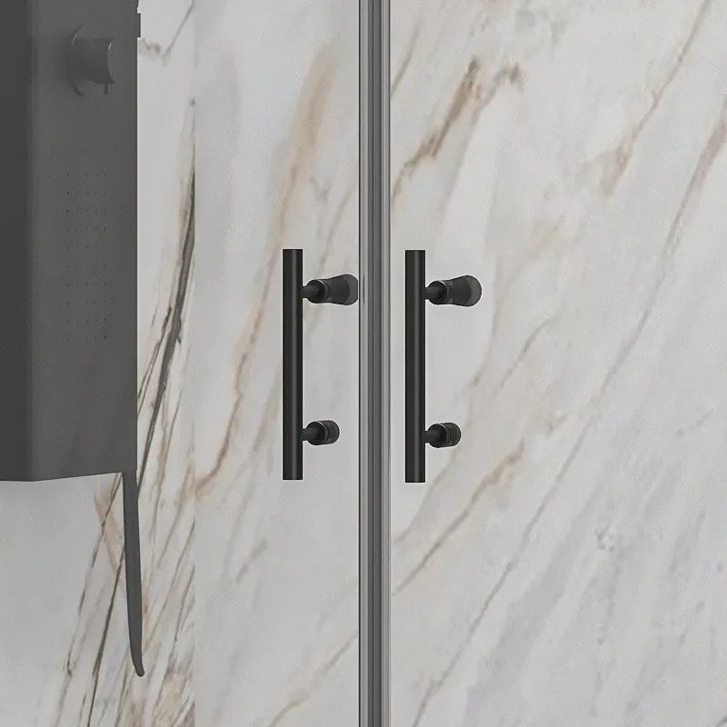 Porta doccia saloon 65-70 cm profili neri altezza 200h | KSAL2800AN - KAMALU