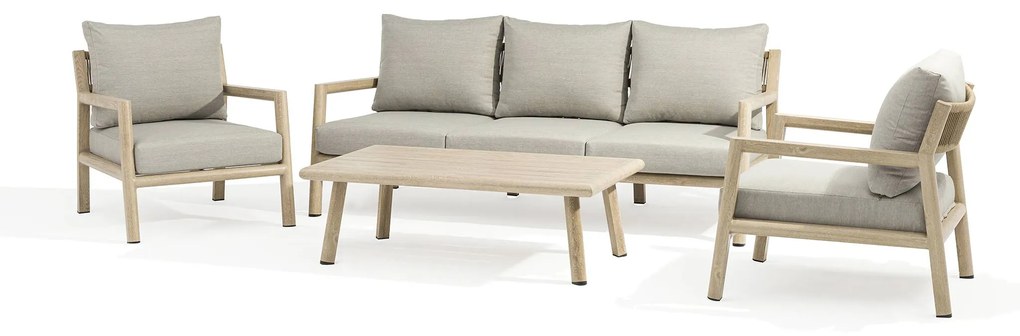 ENCANTO - salotto con struttura in alluminio verniciato effetto legno e cuscineria
