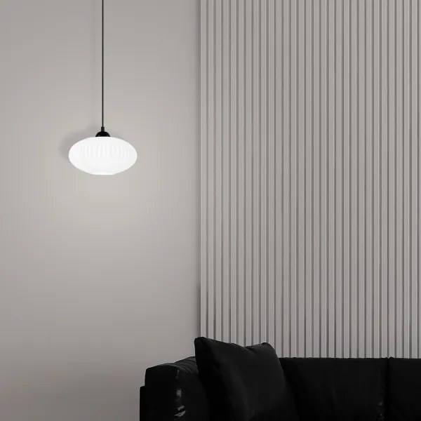 Lampadario a sospensione con filo HARMA 1xE27/15W/230V diametro 25 cm bianco/nero