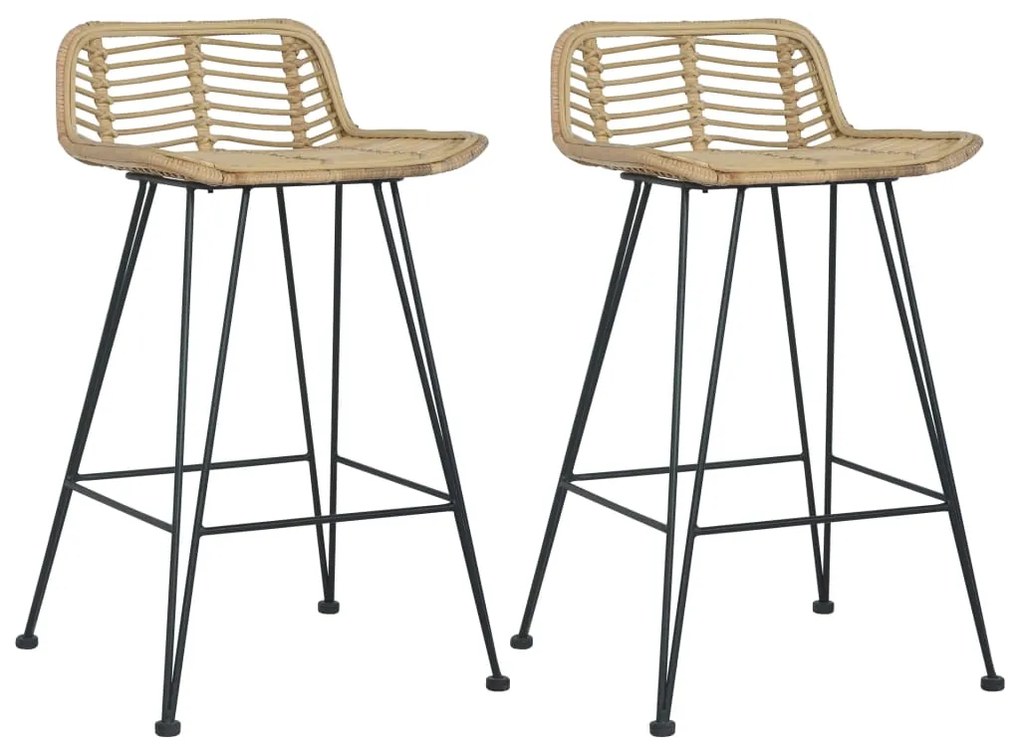 Sedie da bar 2 pz in rattan naturale