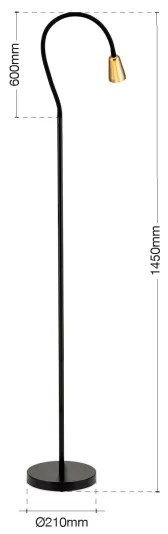 Orion - Lampada da terra flessibile DOTTY 1xGU10/10W/230V nero/ottone