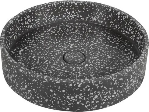 Lavabo da appoggio rotondo con finitura terrazzo nero | KTERE-430N - KAMALU