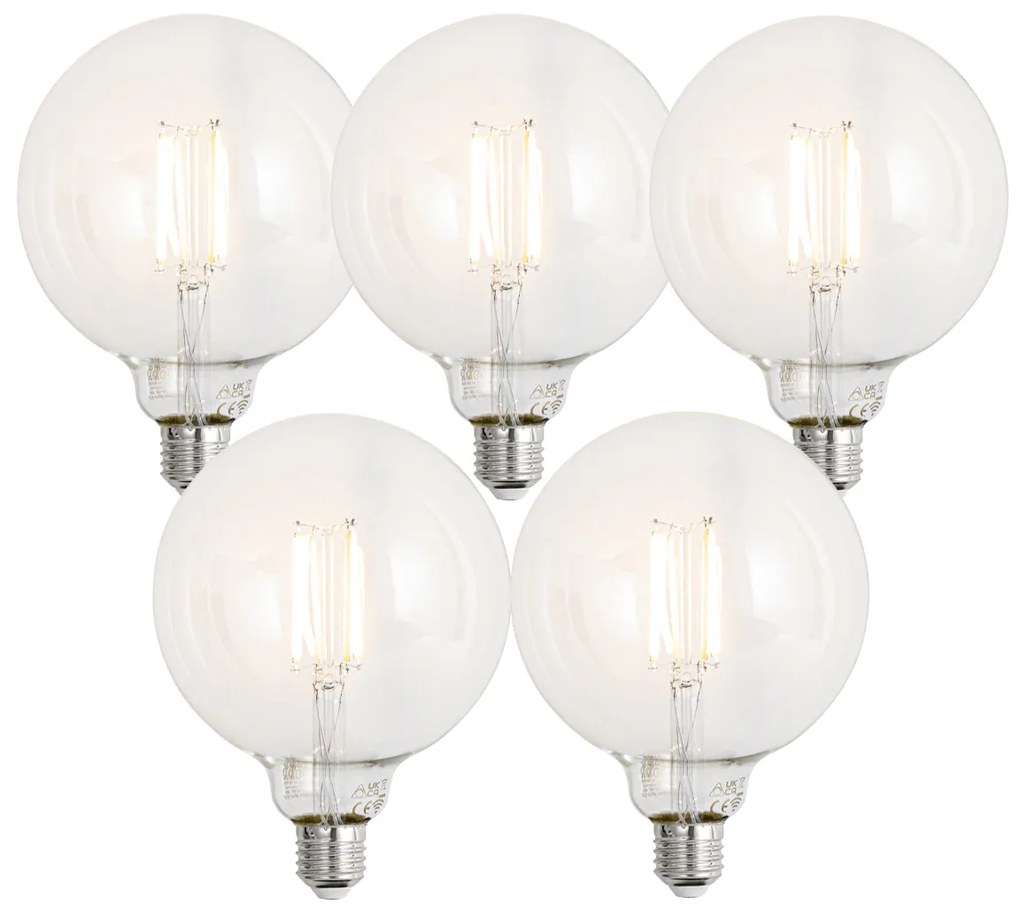 Set di 5 Lampadine LED Smart E27 dimmerabili G125 Trasparenti 7W 806lm 2700-6500K