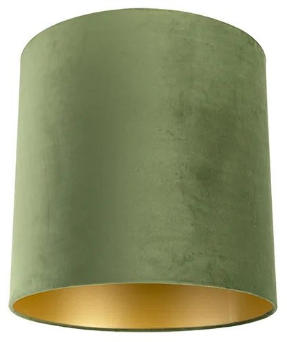 Paralume in velluto verde 40/40/40 con interno dorato
