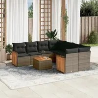 Set Divano da Giardino 9 pz con Cuscini Grigio in Polyrattan 3259911