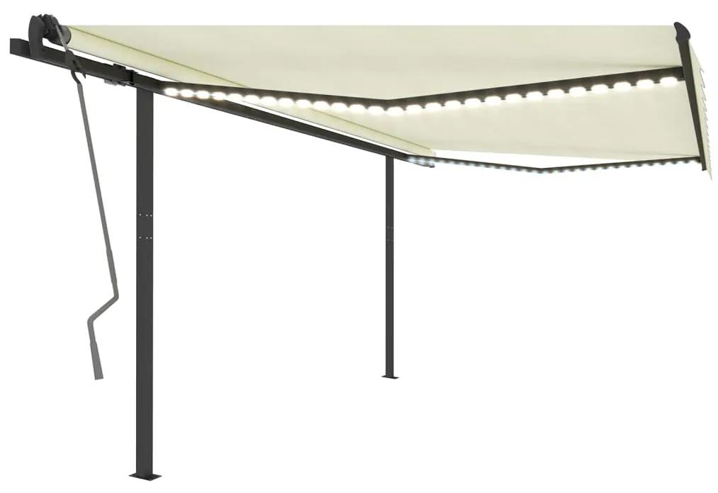 Tenda da Sole Retrattile Manuale con LED 4,5x3 m Crema