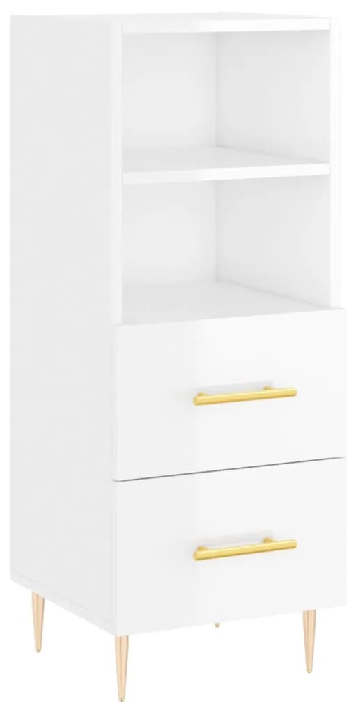 Credenza 34,5x34x180 cm in legno multistrato bianco lucido