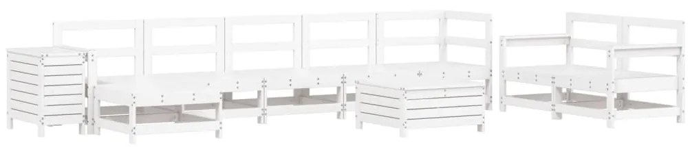 Set divani da giardino 10 pz bianco in legno massello di pino