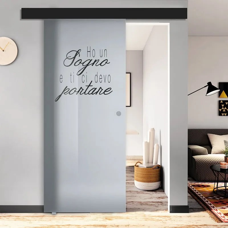 Porta scorrevole Sogno in vetro multicolore, L 88 x H 215 cm, con binario Atelier nero Reversibile
