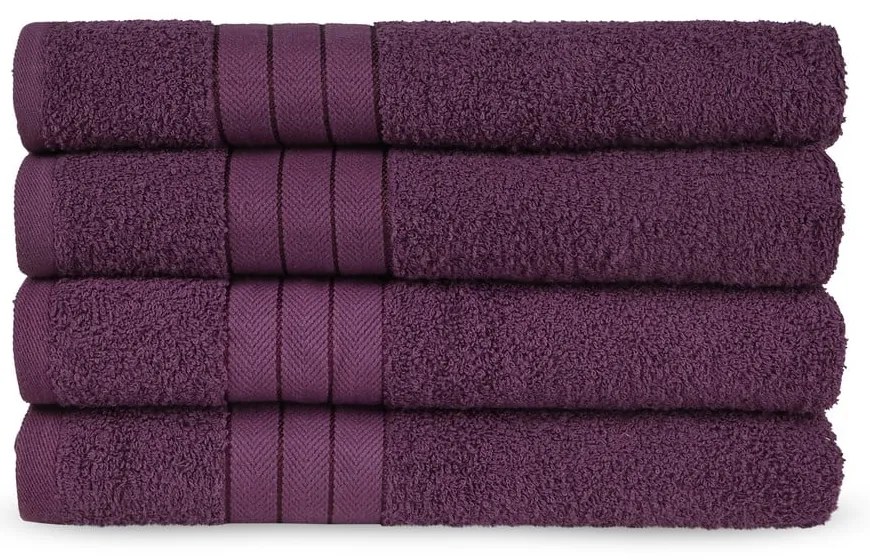 Set di 4 asciugamani in spugna di cotone bordeaux 50x100 cm - Good Morning