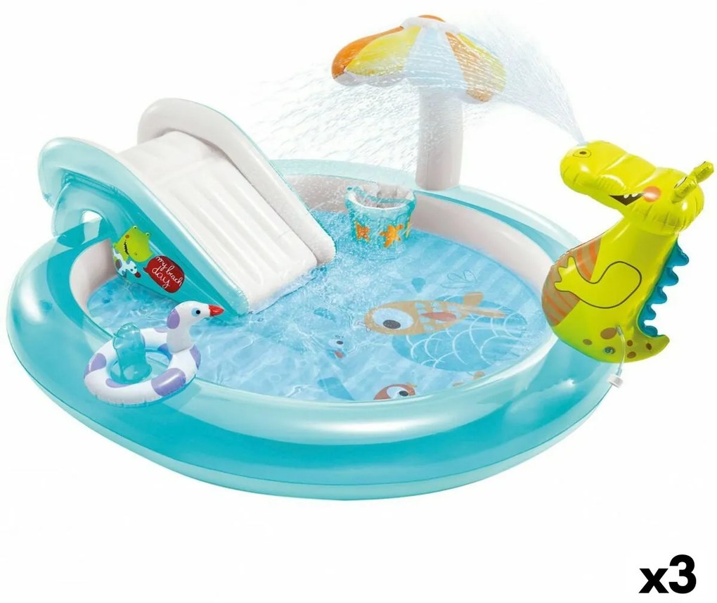 Piscina Gonfiabile per Bambini Intex Coccodrillo Parco giochi 201 x 84 x 17 cm (3 Unità)