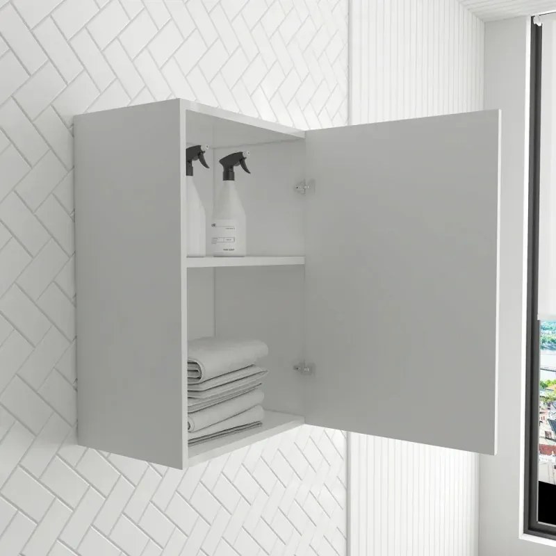 Set da 45 cm con lavatoio colonna e pensile in legno nobilitato bianco Fedra