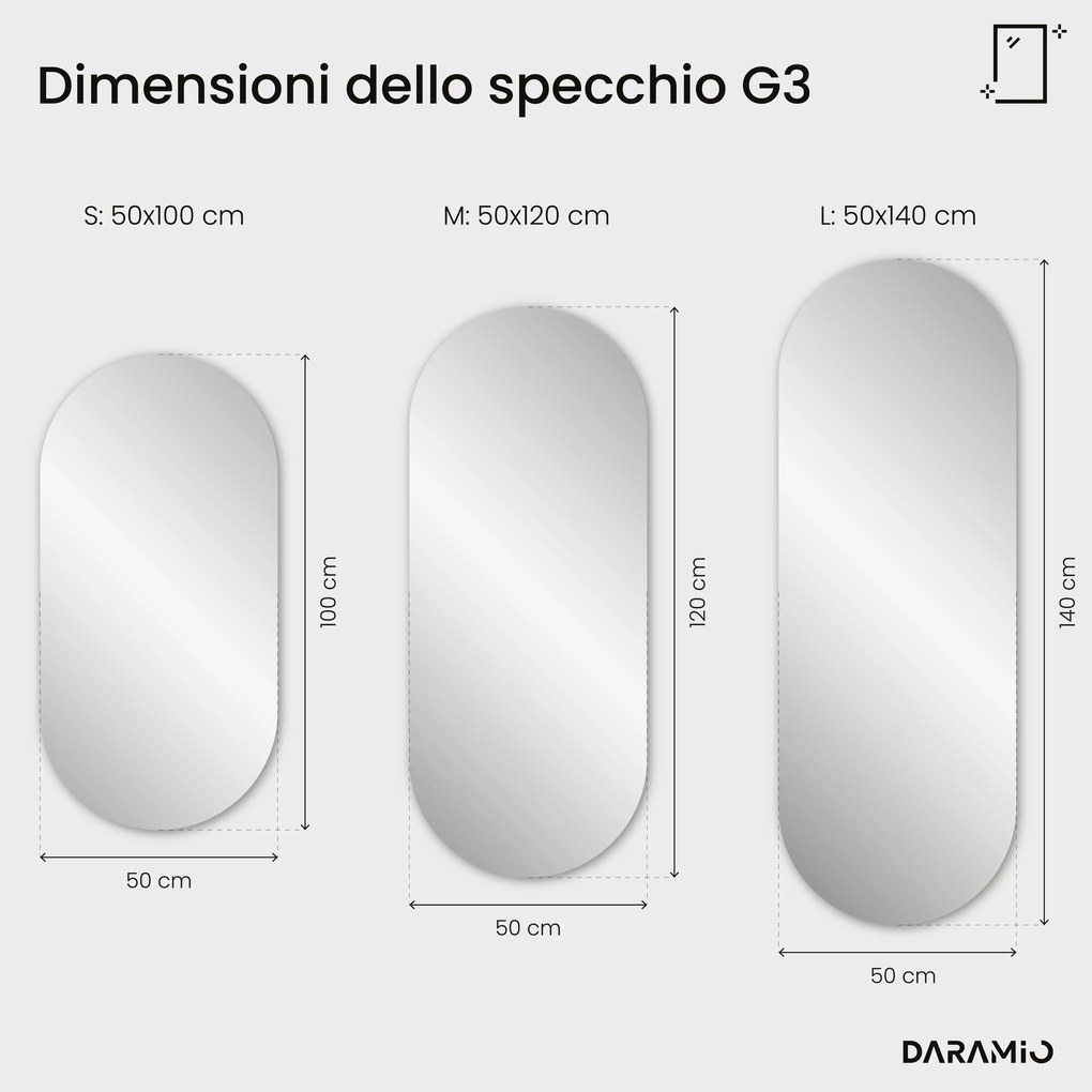 Specchio oblungo con luce LED G3