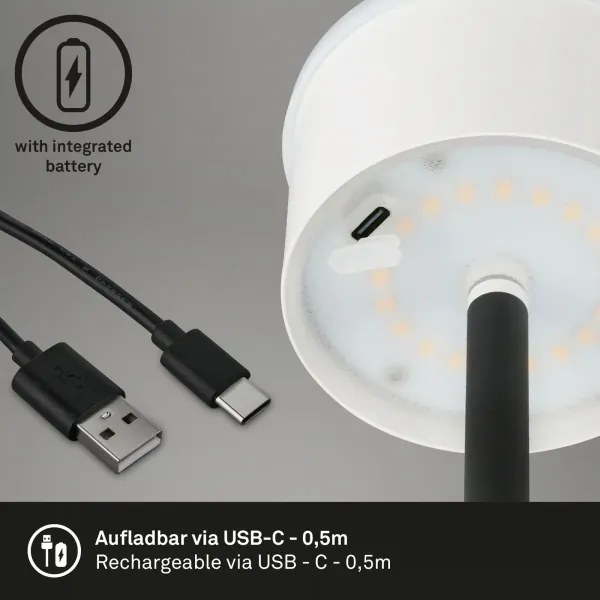 Briloner 1438015 - Lampada da terra LED dimmerabile KIKI 4,3W/5V IP44 2600 mAh nera