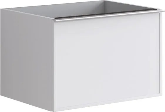 Mobile da bagno sospeso sotto lavabo Pixel frame 2 cassetti L 60 x H 40 x P 45.5 cm bianco laccato opaco, con maniglia alluminio brillante