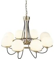 Lampadario Contemporaneo Sfera Acciaio Ottone Vetro 8 Luci E14