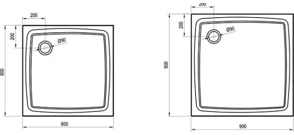 Ravak XA034411010 - Piatto doccia quadrato PERSEUS 80x80 cm bianco