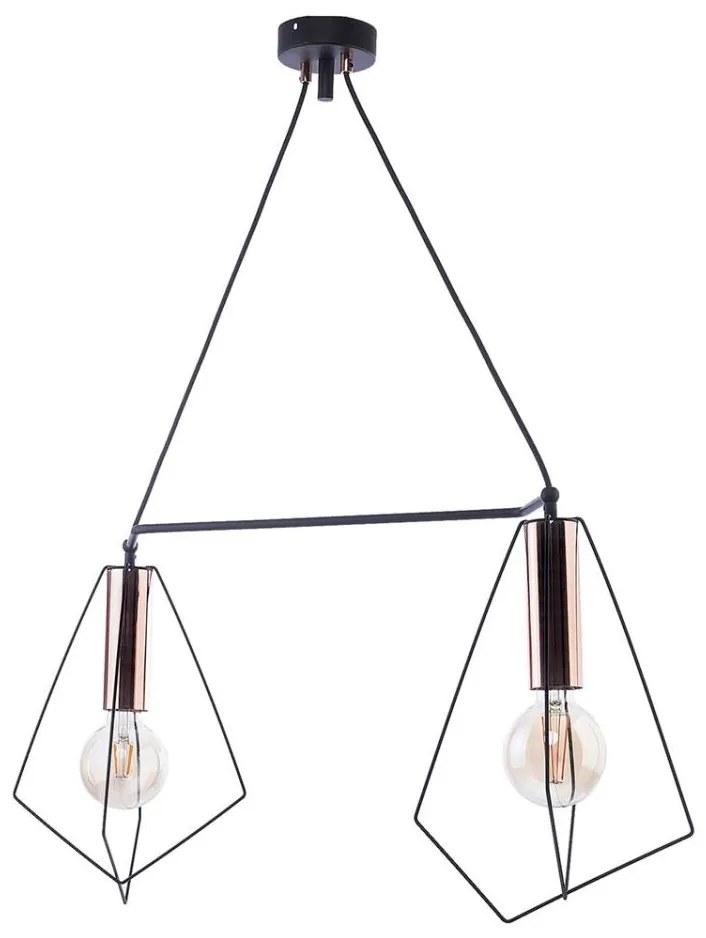 Jupiter 1665 - Lampadario a sospensione con filo KAIR 2xE27/60W/230V nero/rame