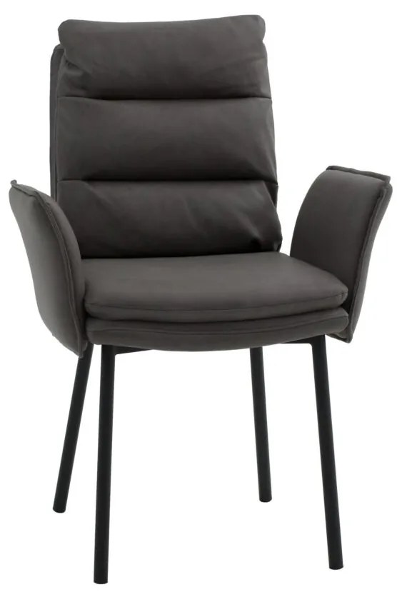 Set di sedie MALIBÙ in similpelle antracite e gambe in metallo nero, con braccioli