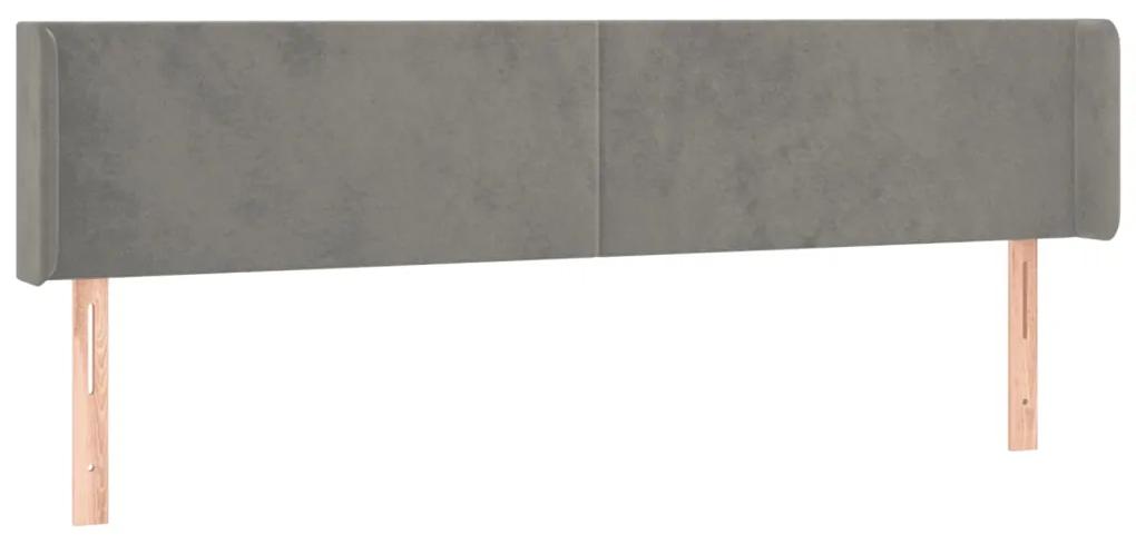 Testiera ad orecchio grigio chiaro 183x16x78/88 cm in velluto