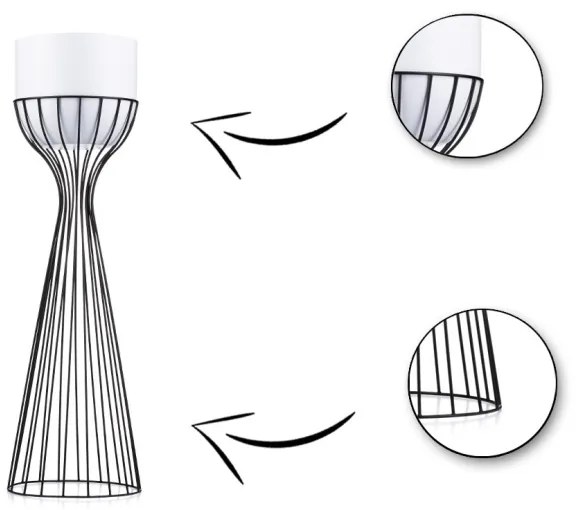 Vaso da fiori in metallo LOFT 56x20 cm nero/bianco