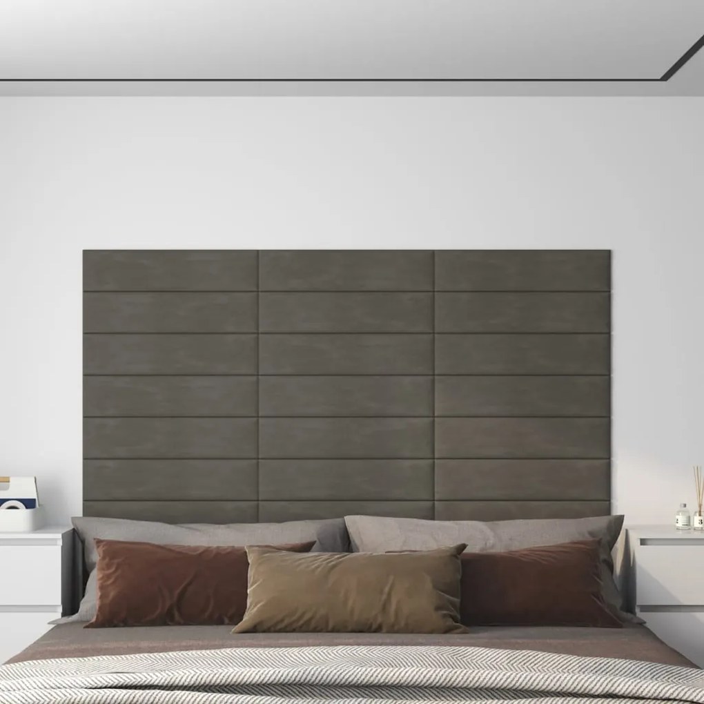 Pannelli Murali 12 Pz Grigio Scuro 60x15 Cm Velluto 1,08 M² /