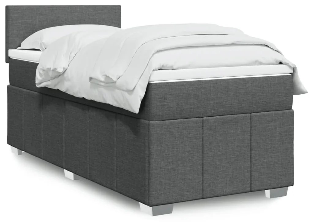 Giroletto a molle con materasso grigio scuro 80x200 cm tessuto