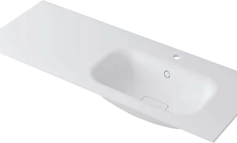 Lavabo a incasso rettangolare vasca a destra L 120.5 x H 15 x P 46 cm in resina bianco opaco