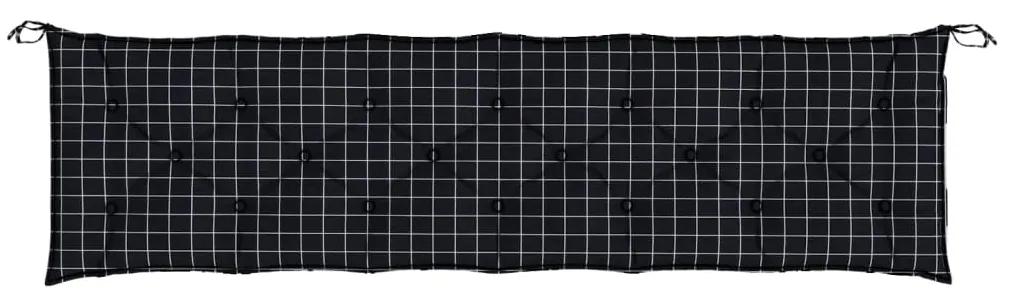 Cuscino Panca Giardino Motivo a Quadri Nero 200x50x7 cm Tessuto