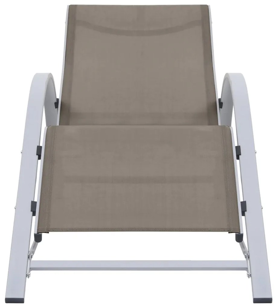 Lettini prendisole con tavolino 2 pz in alluminio grigio talpa