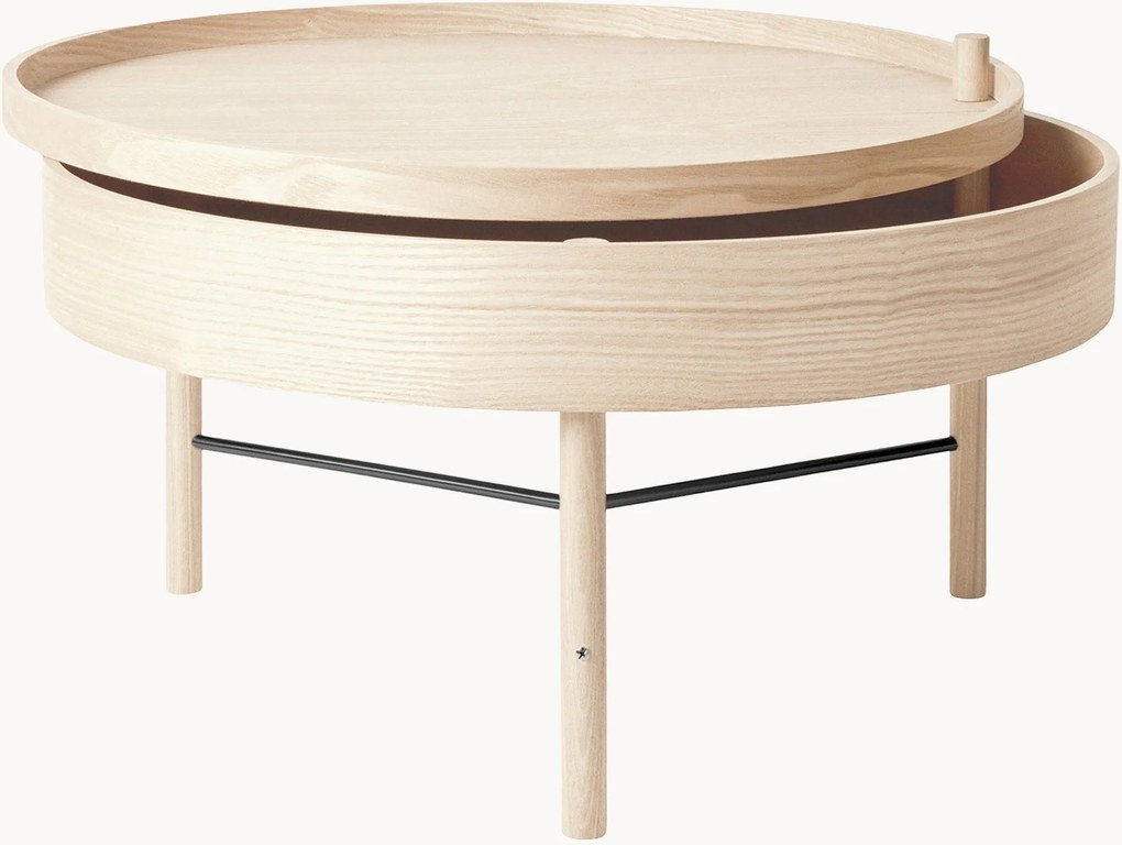 Tavolino rotondo in legno di quercia con vano contenitore Turning Table
