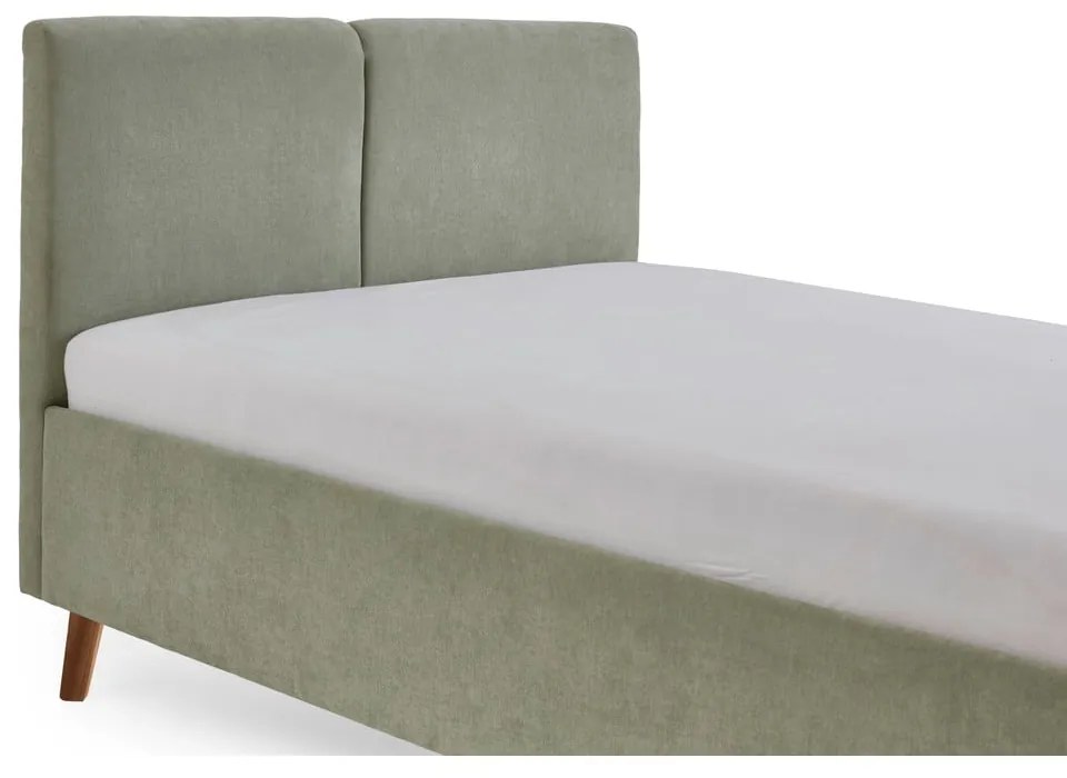 Letto matrimoniale imbottito verde chiaro con rete inclusa 140x200 cm Piano – Meise Möbel