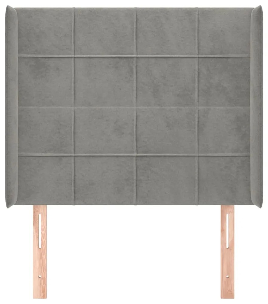 Testiera ad orecchio grigio chiaro 83x16x118/128 cm in velluto