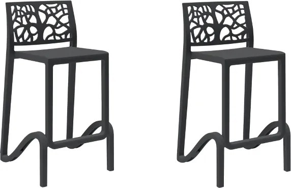 Sgabello bar alto H. seduta 65 cm con schienale TETI Nero set 2 pezzi
