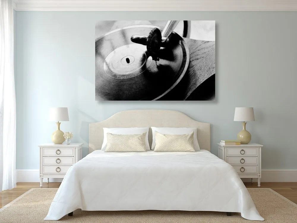 Quadro su tela – Giradischi antico in bianco e nero