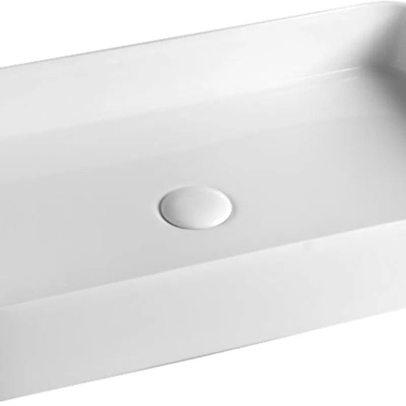 Lavabo da appoggio Smash OLYMPIA CERAMICA rettangolare piletta non inclusa in ceramica L 60 x H 14 x P 20 cm bianco lucido piletta non inclusa