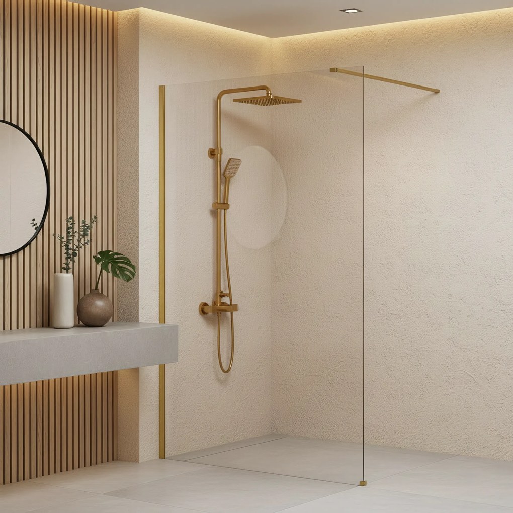 Parete doccia Rea Flexi Transparent / Brush Gold 110