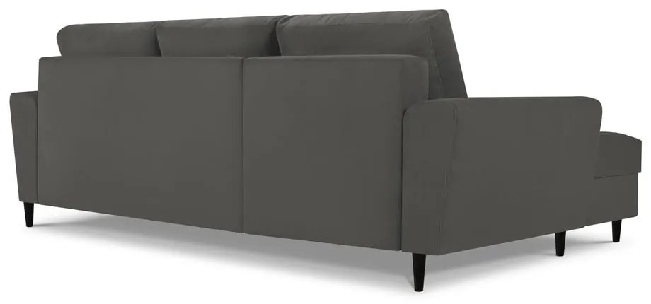 Divano letto angolare in velluto a coste grigio scuro, angolo sinistro Moghan - Micadoni Home