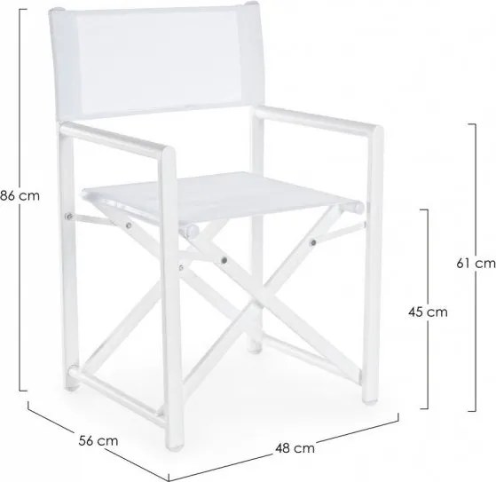 Set 2 Sedie Regista da Giardino 48x56x86h cm Taylor Bianco...