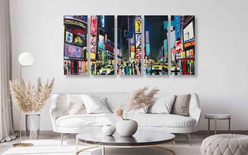 Quadri 5 pezzi – New York colorata