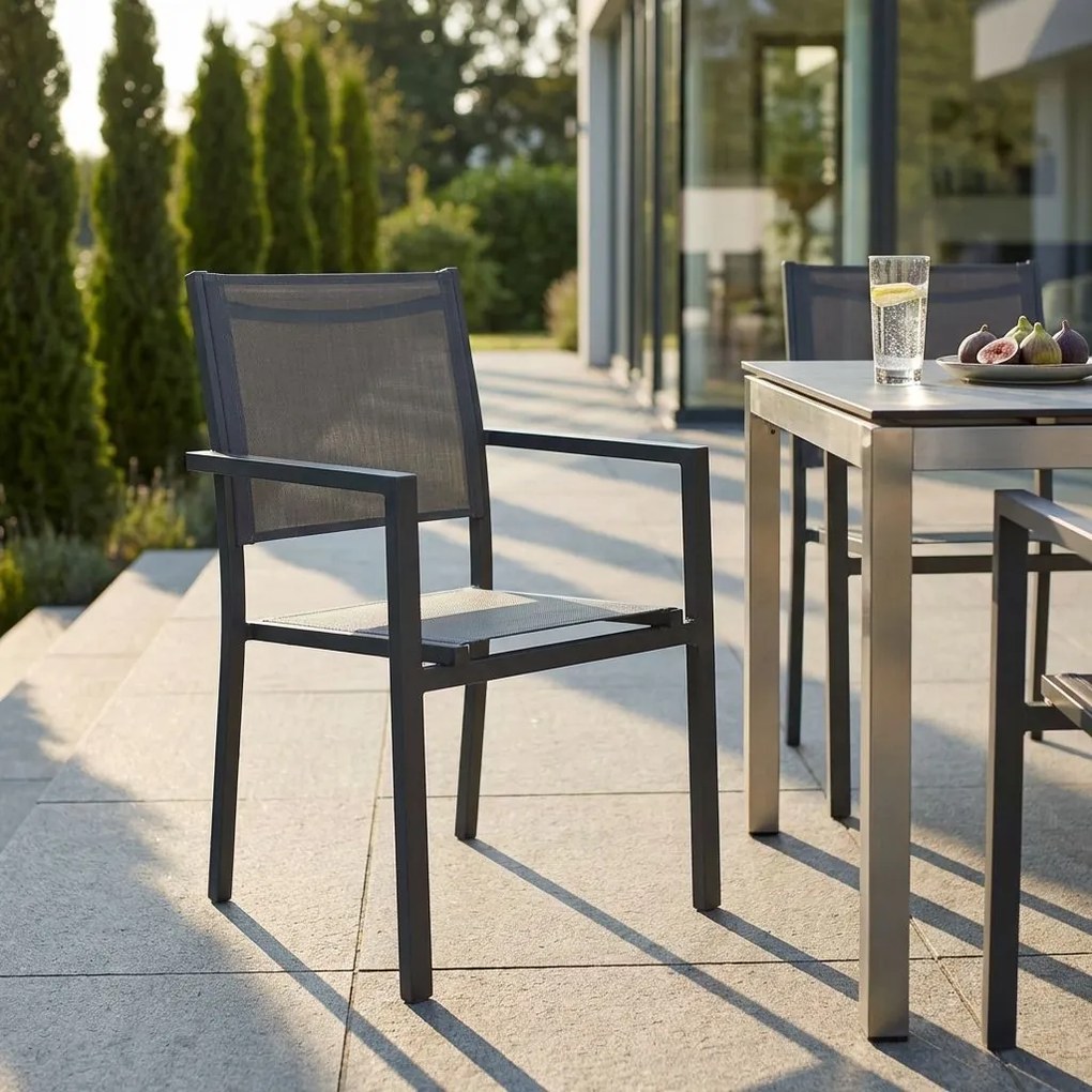 VENUS - poltrona da giardino in alluminio e textilene impilabile