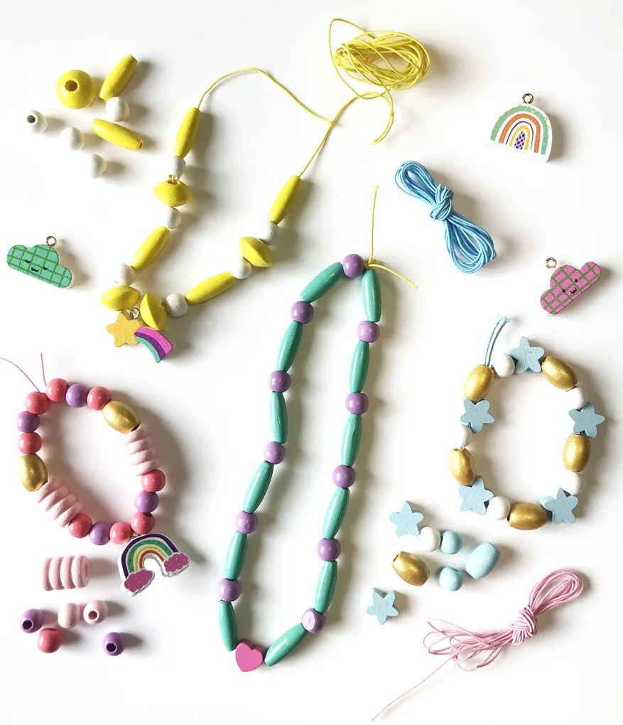 Perline di legno colori pastello – Arcobaleno, 330 pezzi