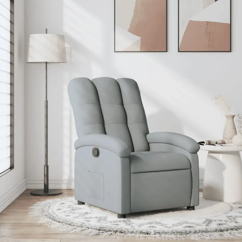 Poltrona reclinabile in tessuto grigio chiaro