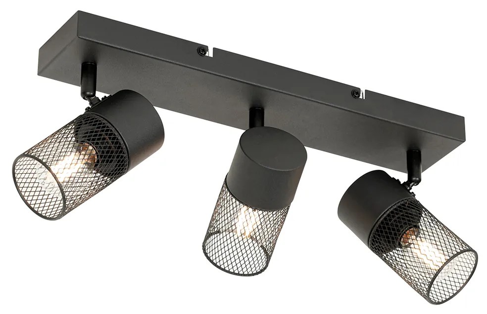 Faretto da soffitto industriale nero 3 luci orientabile - Jim