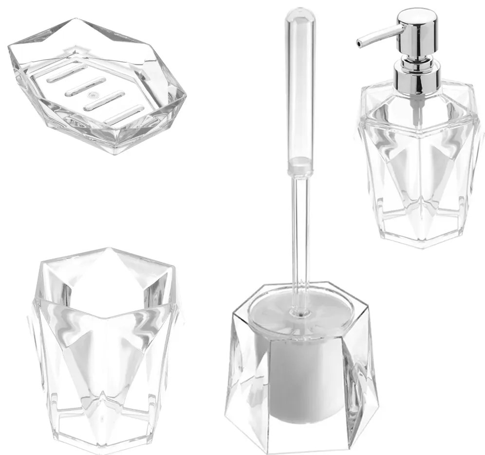 Set 4 Accessori D'Appoggio Feridras "Diamante" Trasparente